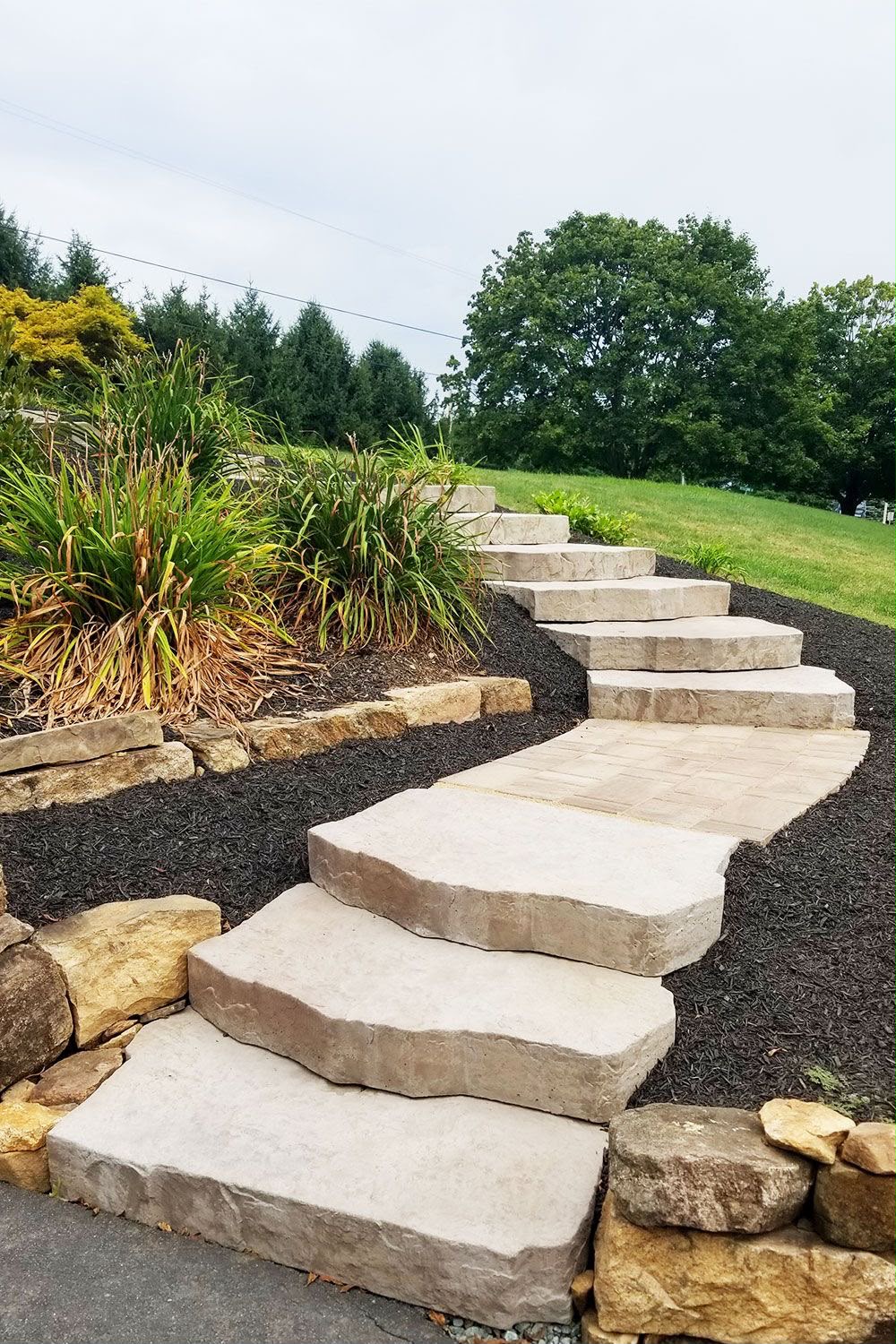 Natural stone slab steps