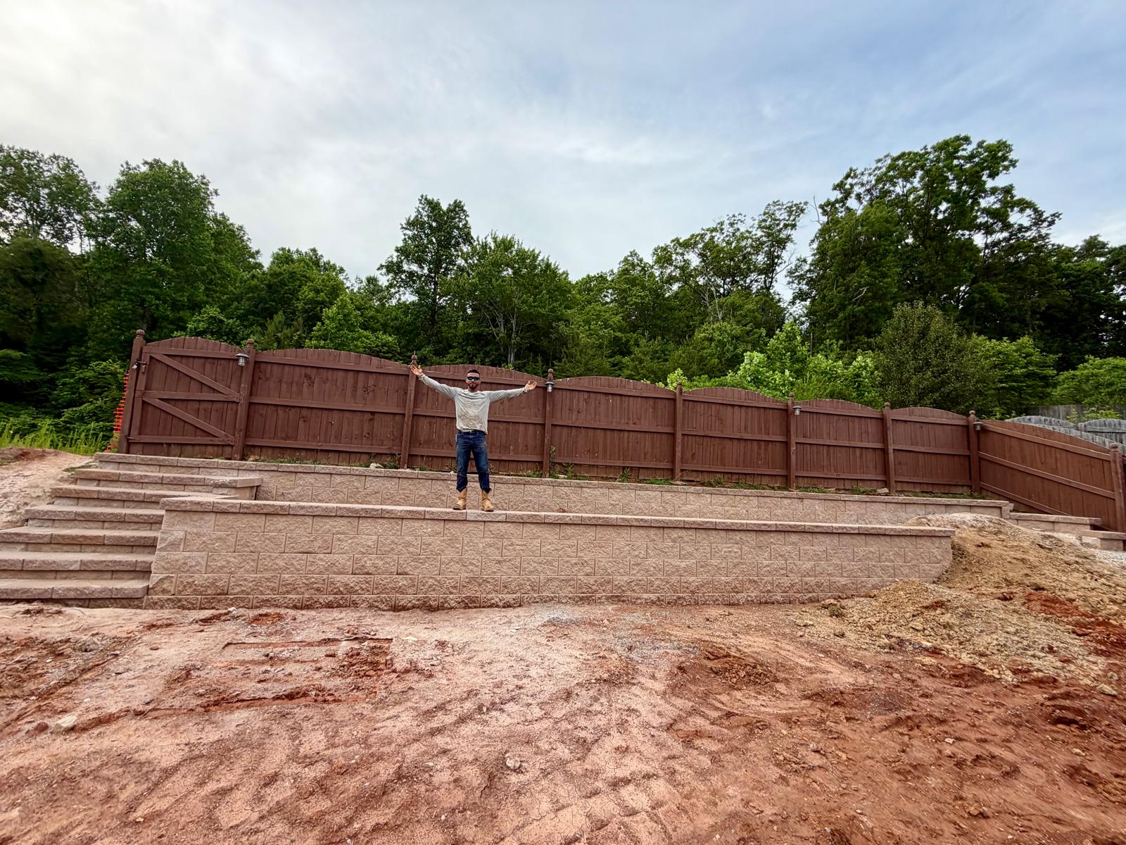 Tiered block retaining wall