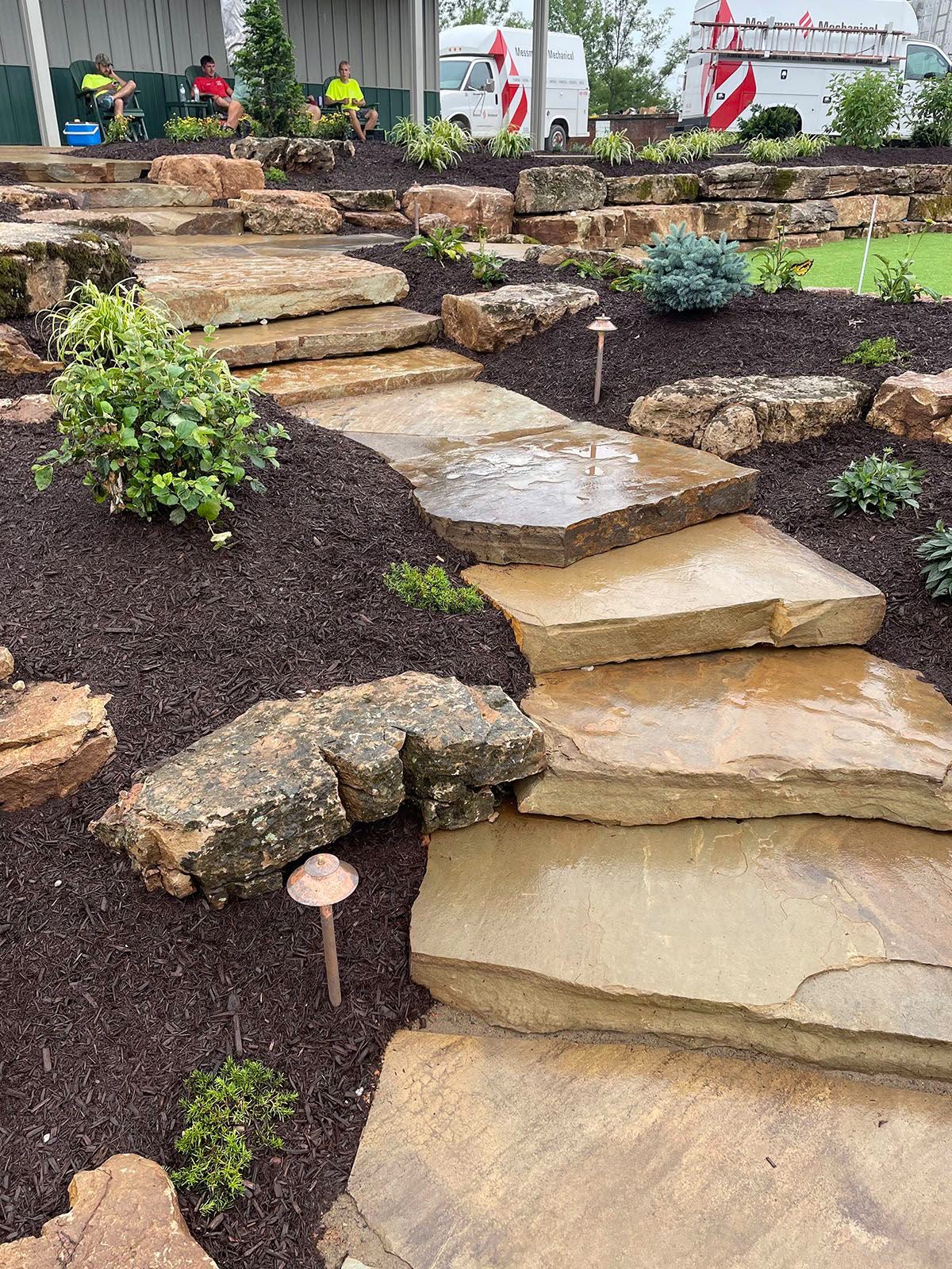 Flagstone steps with landscaping