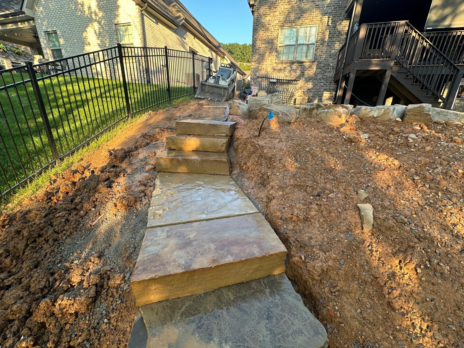 Stone steps & boulder wall build